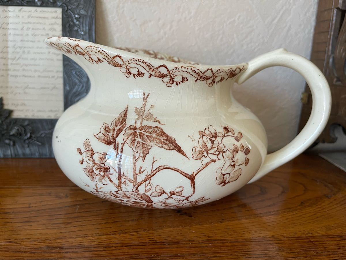  フランス アンティーク ジアン製 ベゴニアシリーズ アヒル形 ピッチャー Pichet(1800年 - 1900年)｜売買されたオークション情報、yahooの商品情報をアーカイブ公開 - オークファン 骨董陶磁器一般