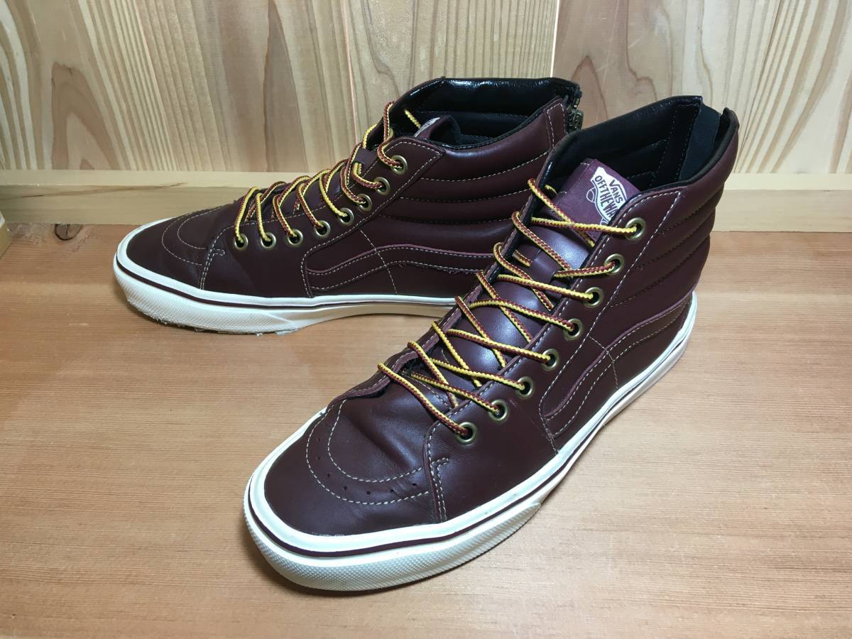 ★VANS バンズ 国内企画 スケート SK8 LITE ライト レザー ブラウン×白 26.0cm 美品 Used 検 軽量 オールドスクール ハーフキャブ ブーツ