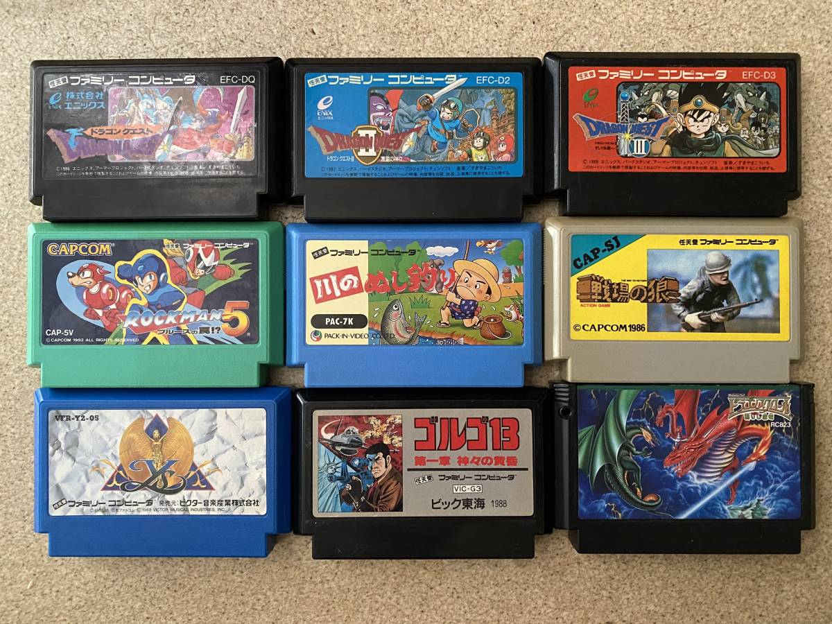 【動作確認済み&送料込】FC ファミコンソフト(裸)25本セット ドラクエ 1・2・3 ロックマン5 イースなど