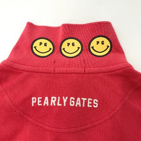 PEARLY GATES パーリーゲイツ 半袖ポロシャツ ニコちゃん刺繍 レッド系