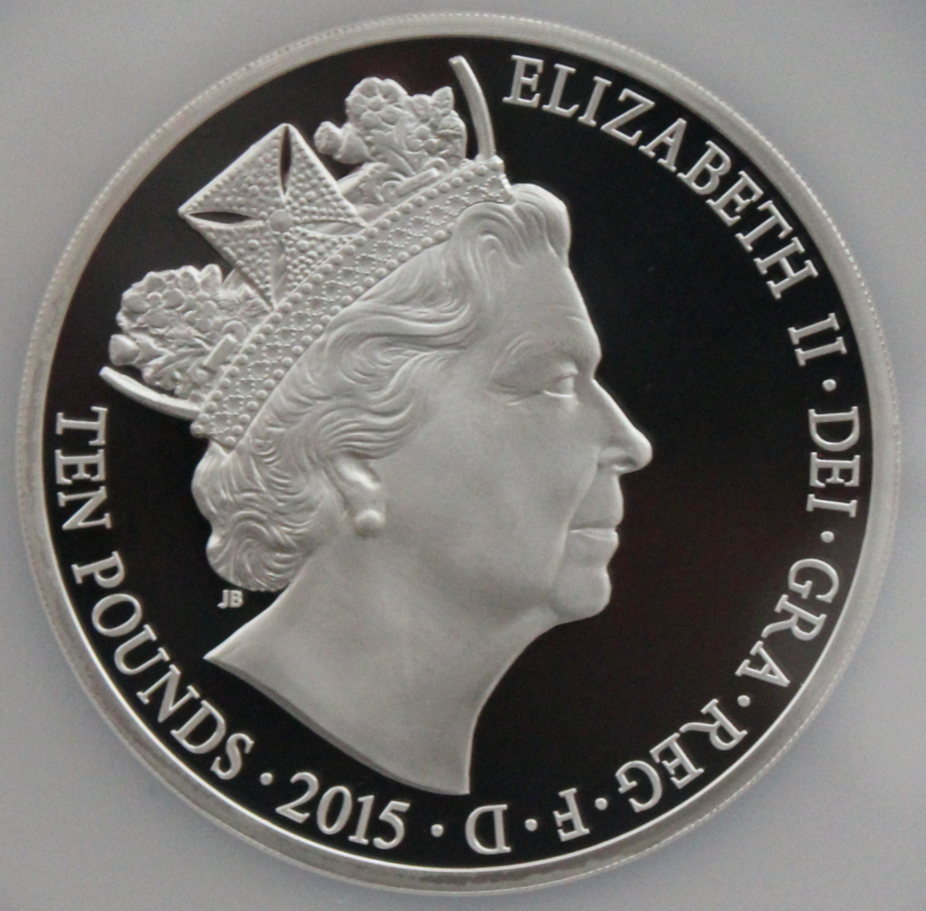2015 イギリス エリザベス2世 最長在位記念 10ポンド 5オンス 銀貨 NGC