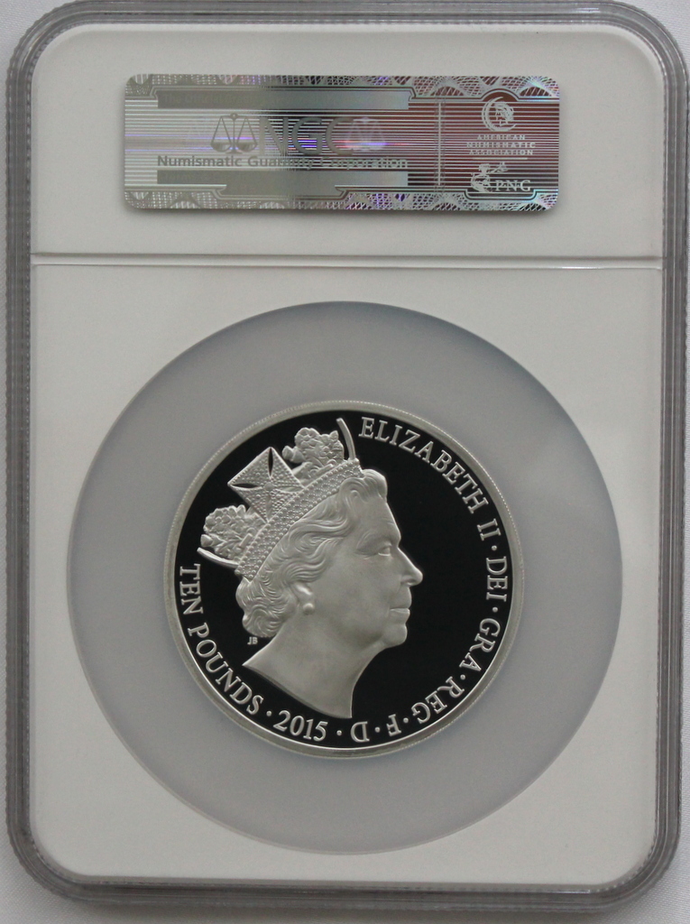 2015 イギリス エリザベス2世 最長在位記念 10ポンド 5オンス 銀貨 NGC