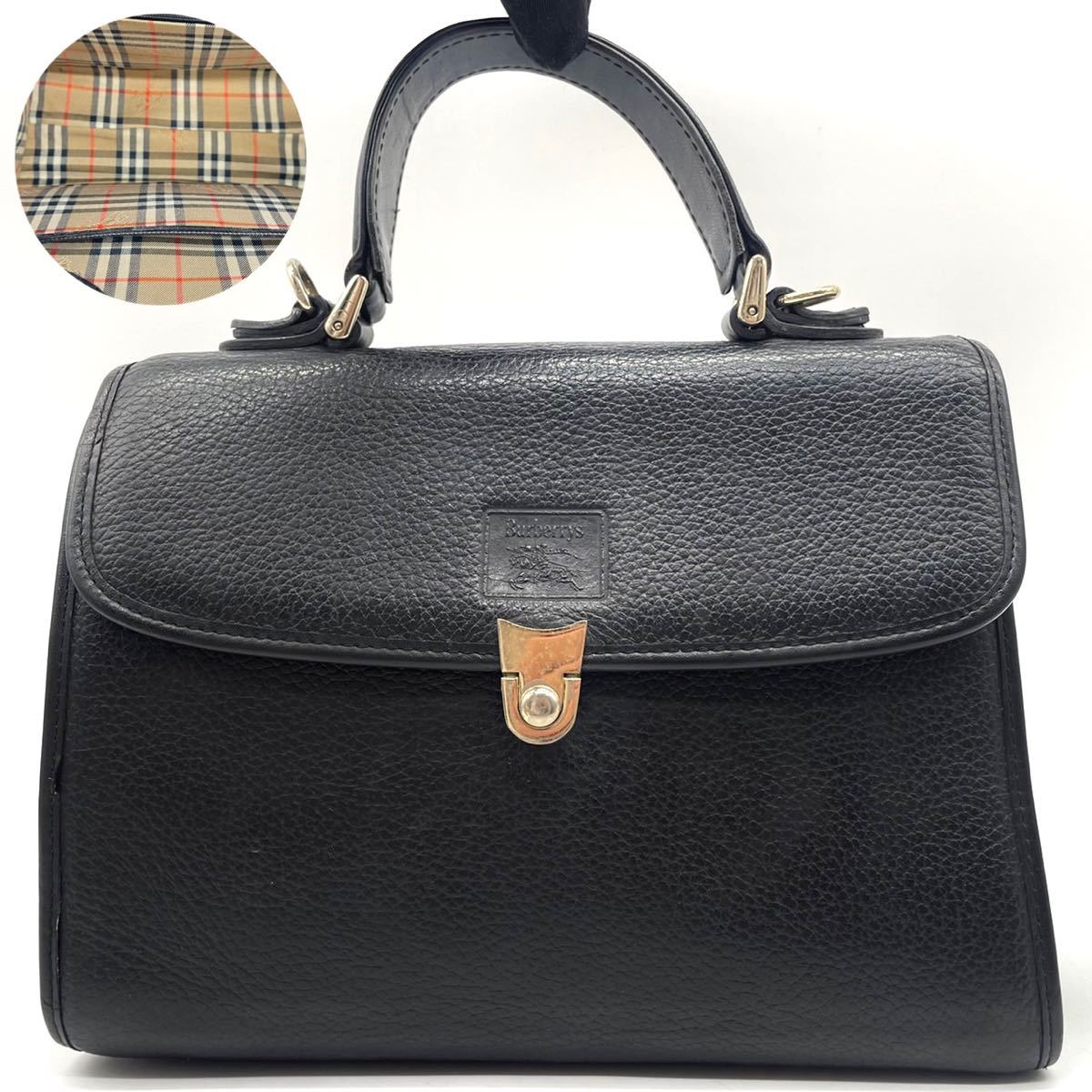 1円《美品》BURBERRY バーバリー トップハンドル ミニハンドバッグ 