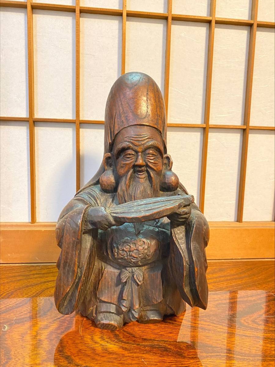福禄寿 | 寿老人 CM815 時代物立川種清作（刀）木彫寿老人立像・木造