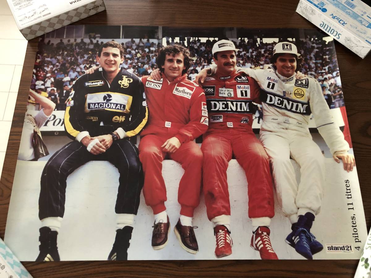 グッドイヤー F1ワールドチャンピオン額装ポスター セナプロストマンセルハント アイルトンセナ、マンセル、プロスト、ピケ ポスター Stand21(F1