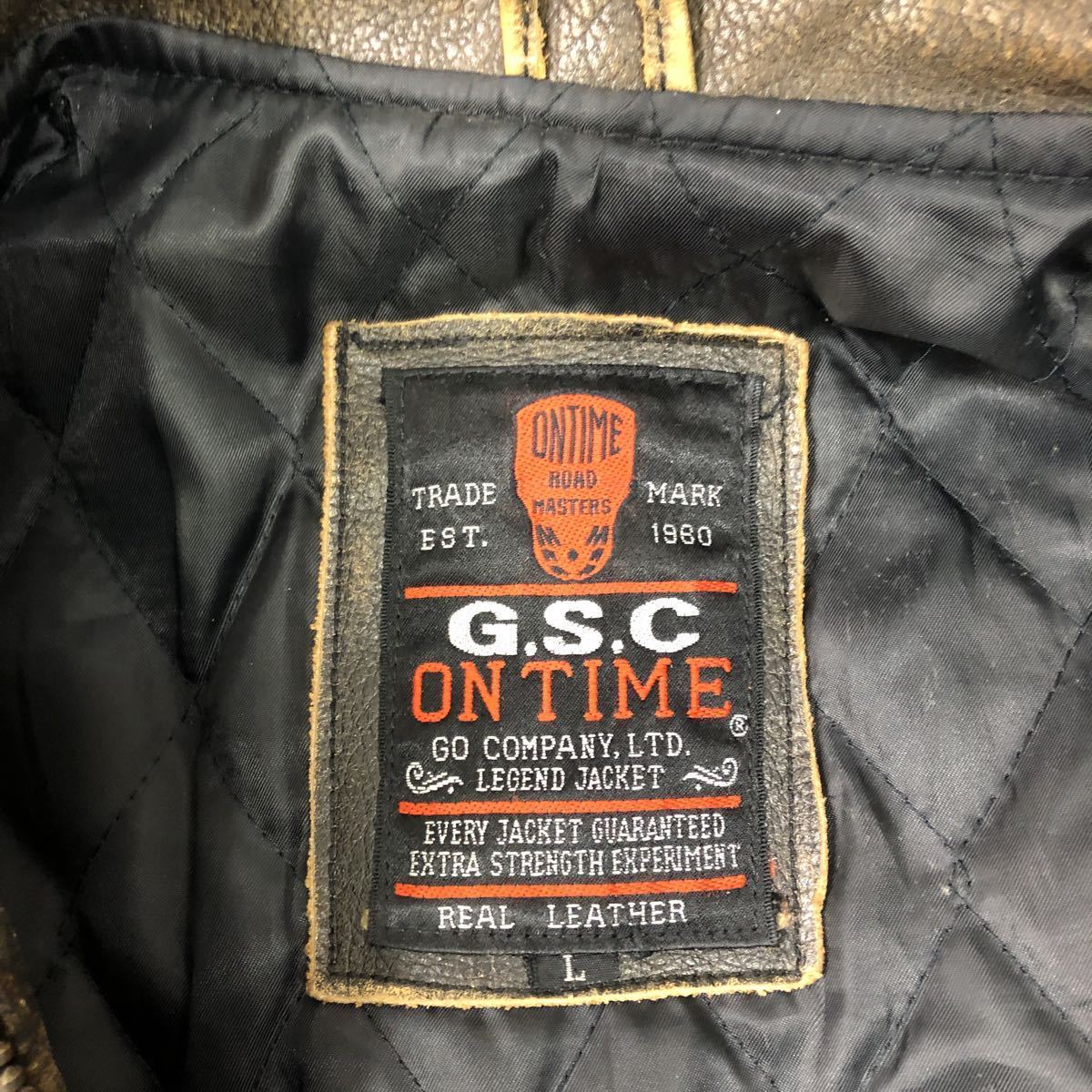メンズ G.S.C ON TIME レザージャケット L ライダース ブラウン