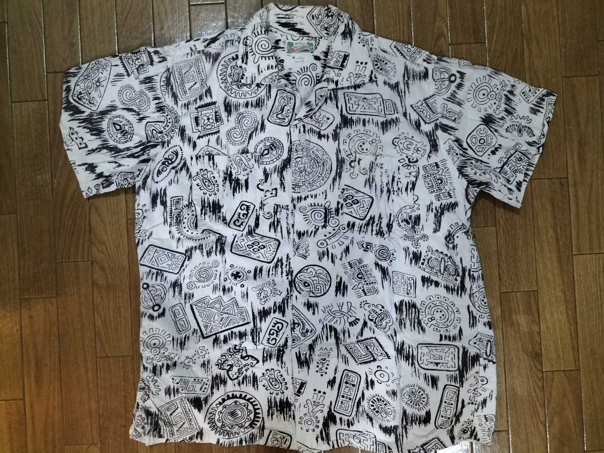 50s 60s コットン　半袖シャツ　オープンカラー　ビンテージ　古着　アメリカ　アメカジ　幾何学　総柄　1960年代 50s 60s その他ブランド(ソノタブランド) ダメージ ボロ メルカリ