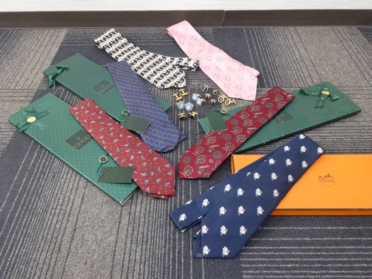 【必見】 ネクタイ カフス 13セット まとめ GUCCI グッチ HERMES エルメス dunhill ダンヒル SILVER シルバー Dior ディオール 他