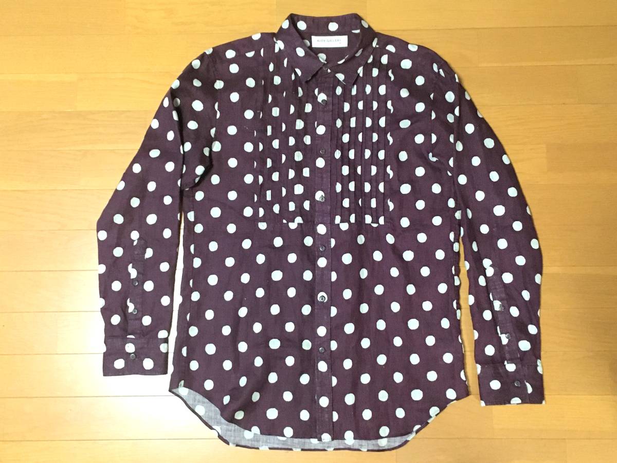 RUDE GALLERY 長袖 ドット ピンタックシャツ 4 L リネン ワイン色 中古 