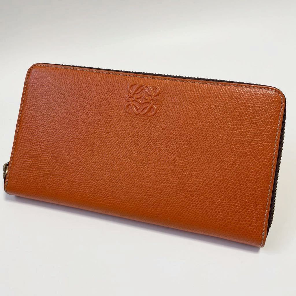 極美品］LOEWE ロエベ ジップアラウンド ウォレット 長財布 オレンジ