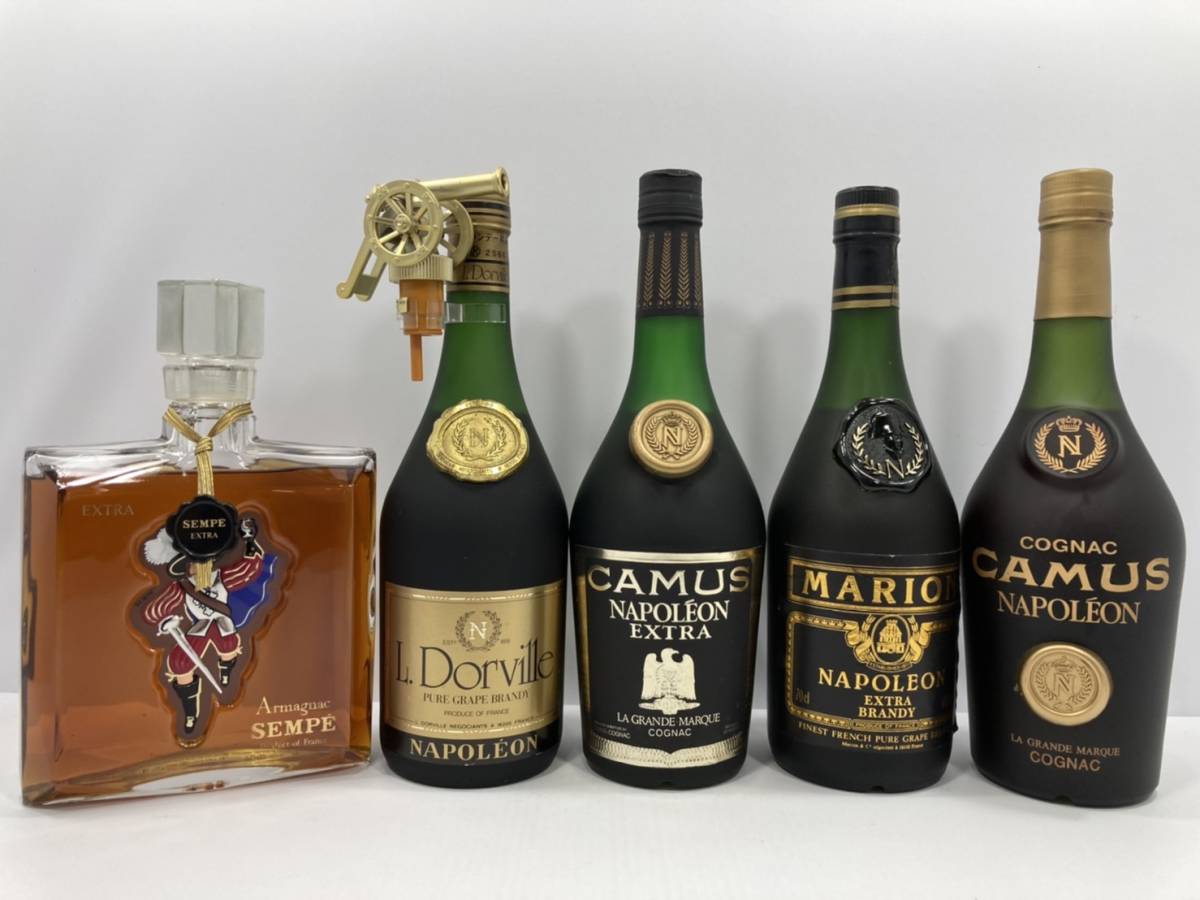 【未開栓/古酒】NAPOLEON COGNAC ナポレオン コニャック 他/ SEMPE Armagnac EXTRA サンペ エクストラ アルマニャック 5本セット 管理：Y