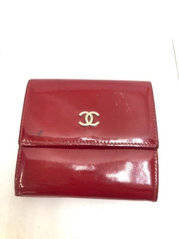 Chanel シャネル　３つ折り財布　赤　レッド　レザー　ココマーク　2501273 #Z94