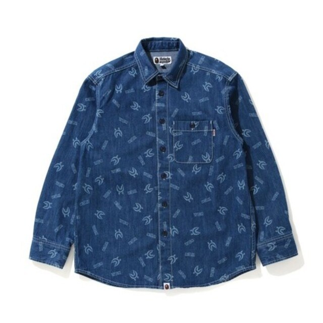エイプ A BATHING APE 21SS SHARK PATTERN DENIM SHIRT シャーク 