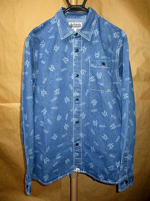 エイプ A BATHING APE 21SS SHARK PATTERN DENIM SHIRT シャーク 