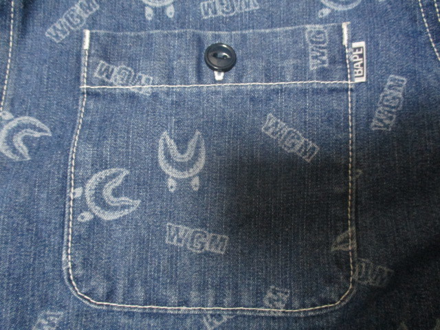 エイプ A BATHING APE 21SS SHARK PATTERN DENIM SHIRT シャーク 