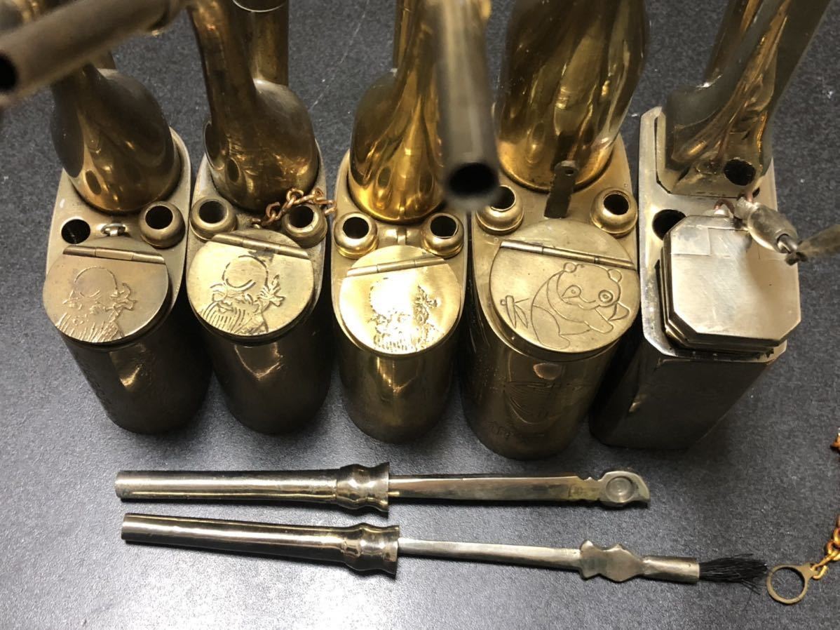 中国美術 水パイプ 銅烟壷5個まとめ水煙草 煙草具 喫煙具 煙管 タバコ 