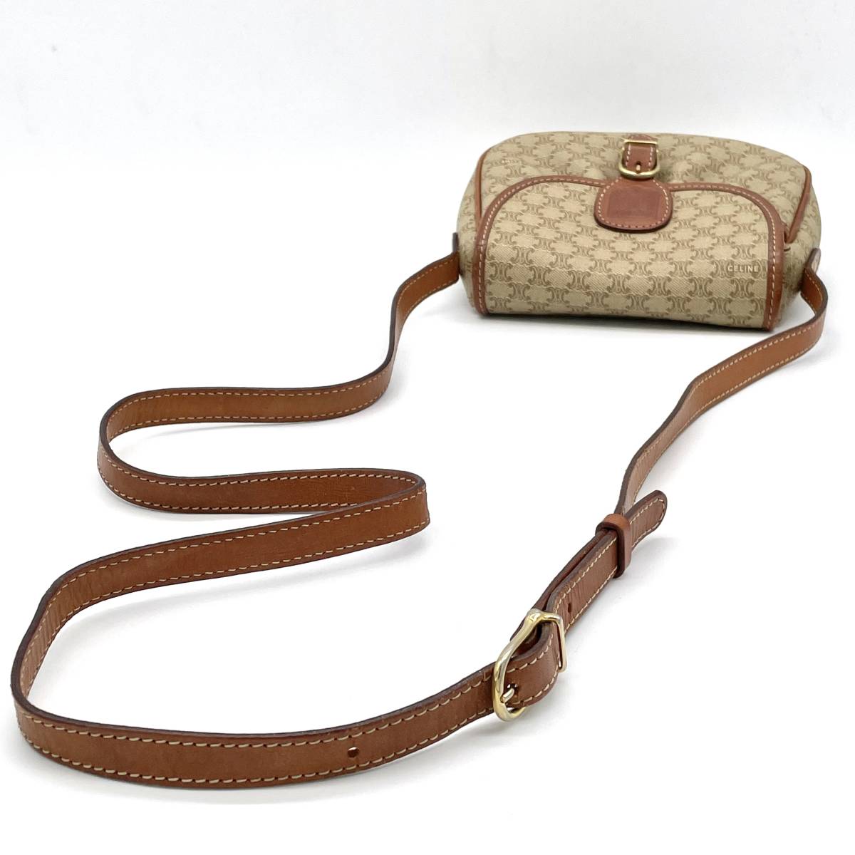 celine セリーヌ マカダム柄 ショルダーバッグ 斜め掛け ベージュ