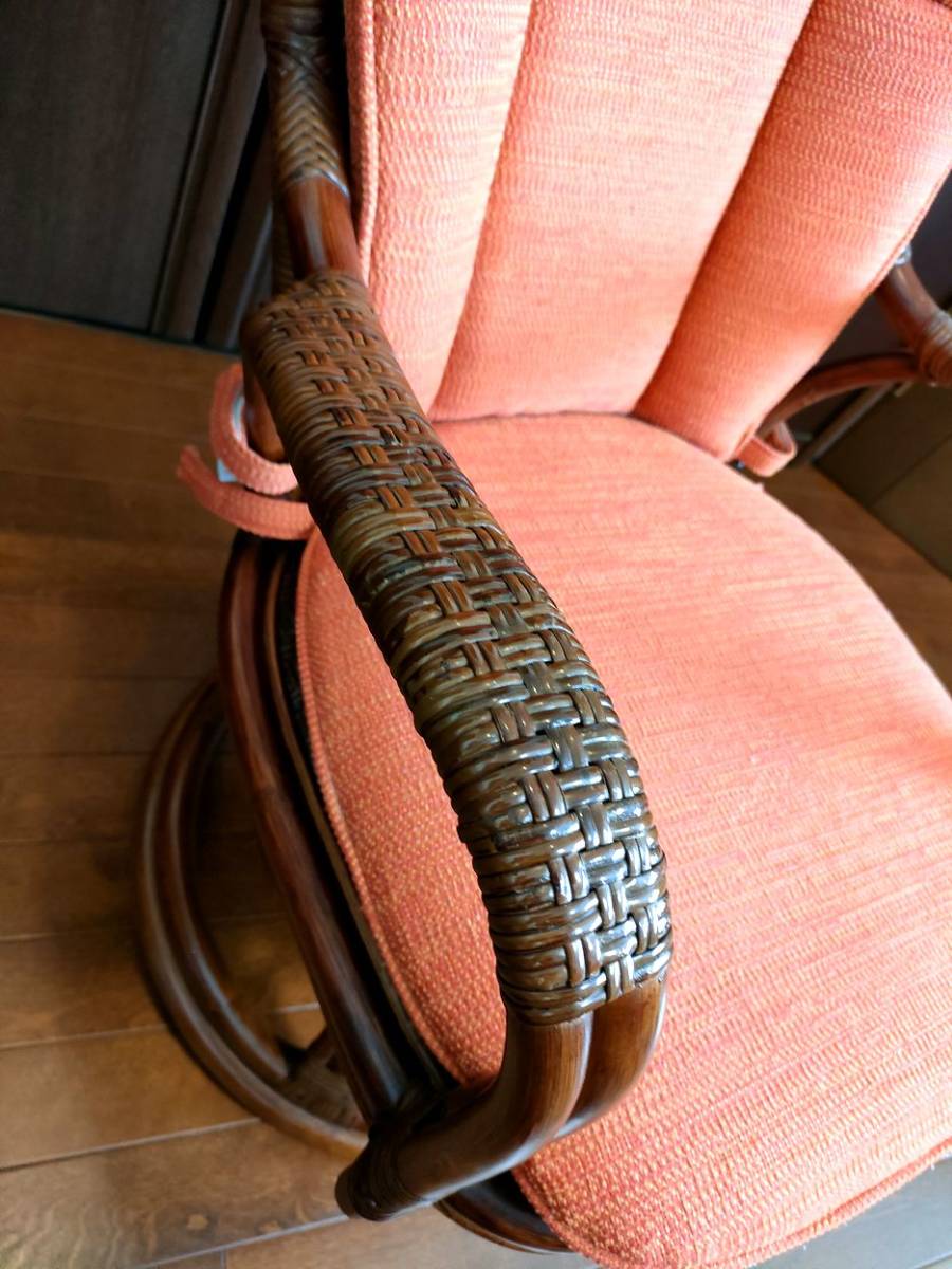 Kazama 籐製回転椅子 オリッサハイバックシーベル 中古品 ラタン