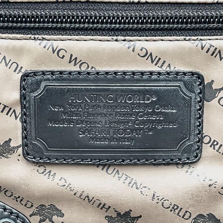 極美品 HUNTING WORLD ハンティングワールド メンズ ビジネスバッグ ブリーフケース ハンド トート キャンバス レザー A4 ロゴ 黒 ブラック WORLD ハンティングワールド HUNTING アローズ ランキング Yahoo