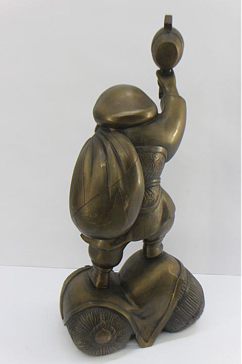 ☆唐金 大黒天像(在銘あり) 高さ62.5cm/重さ12Kg 置物 青銅 古美術品