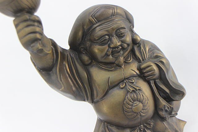 ☆唐金 大黒天像(在銘あり) 高さ62.5cm/重さ12Kg 置物 青銅 古美術品