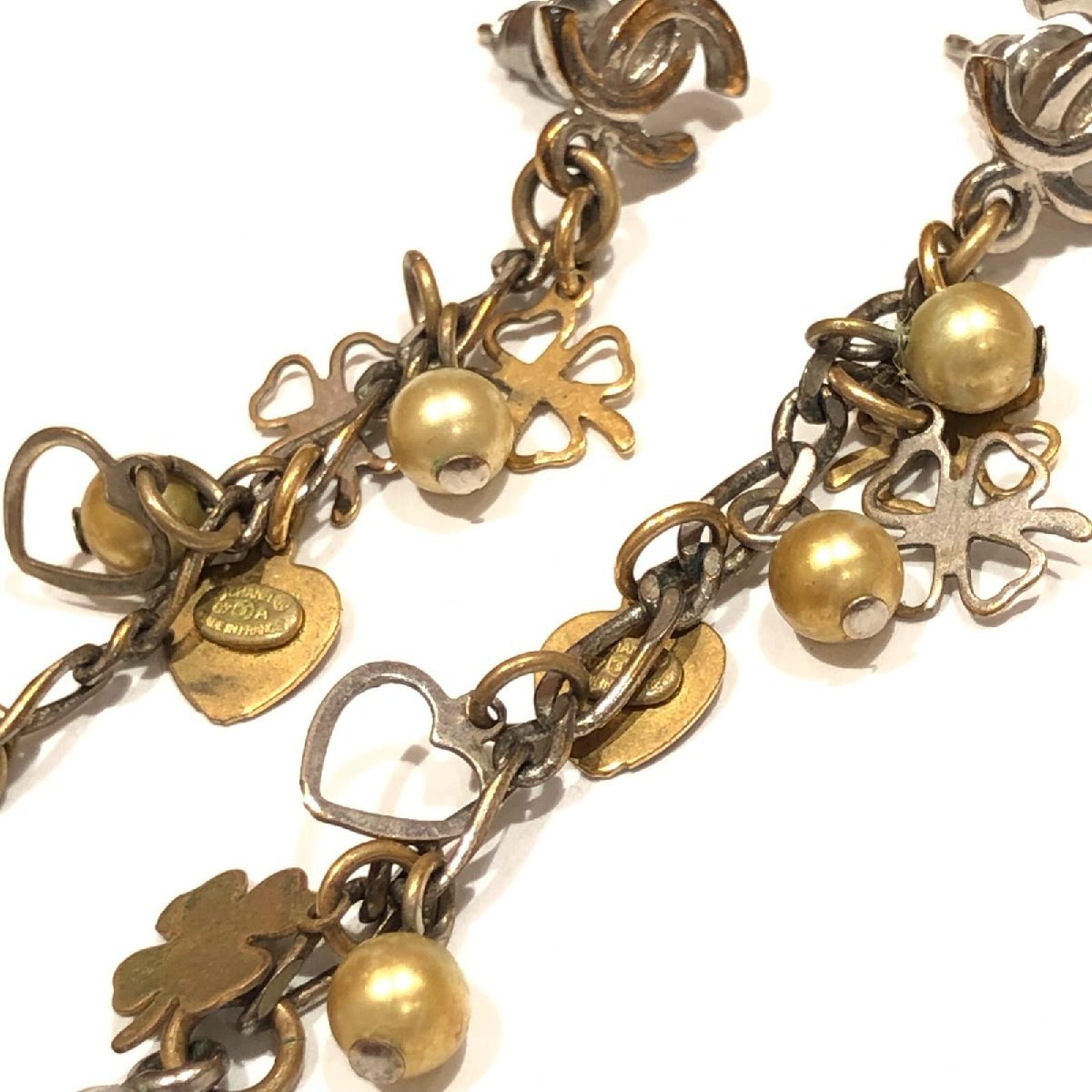 CHANEL シャネル スイングチャーム ピアス クローバー ハート ココ 
