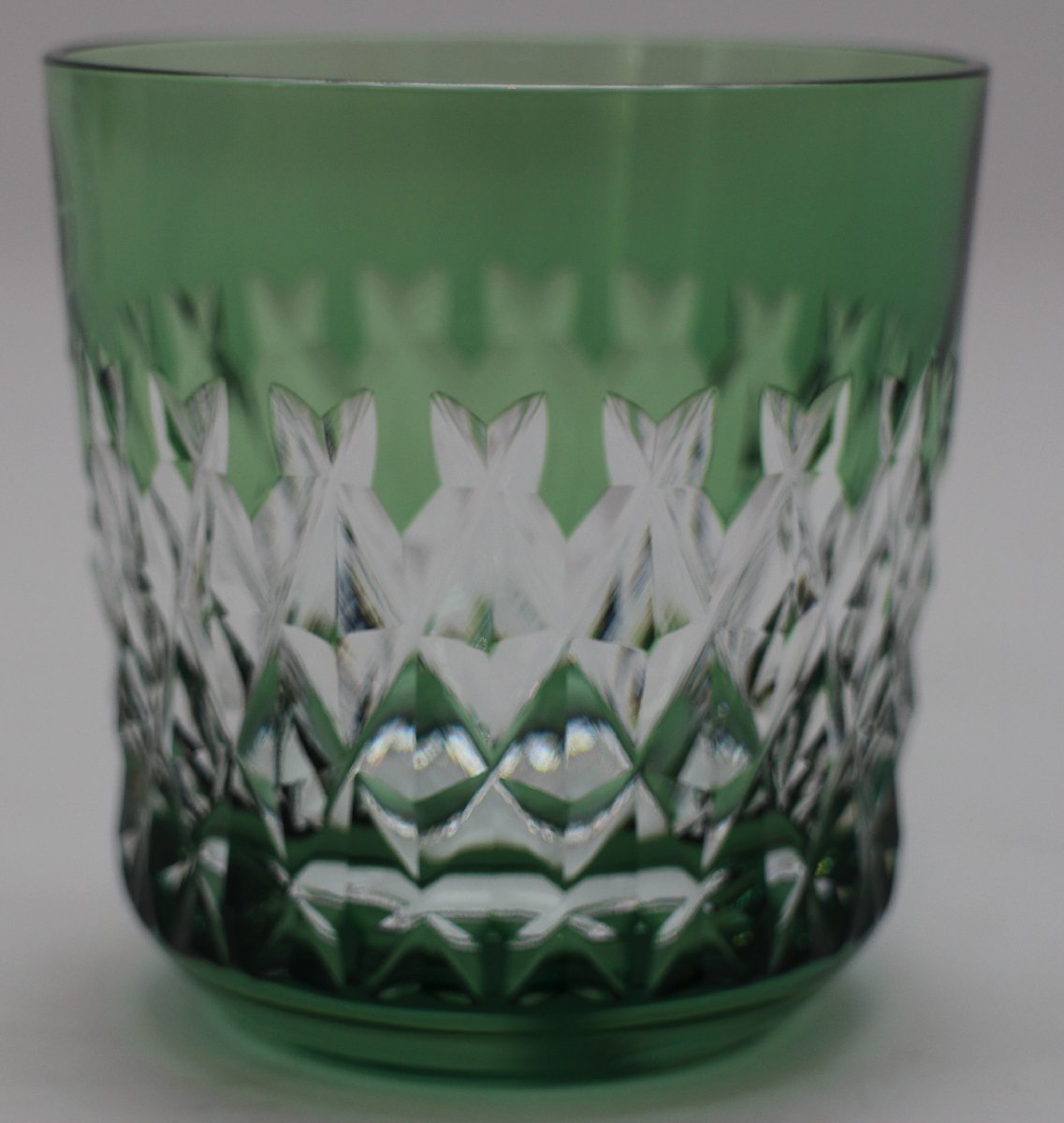 カガミクリスタル 特選切子 ロックグラス 薄緑 桜紋入り 非売品 特注