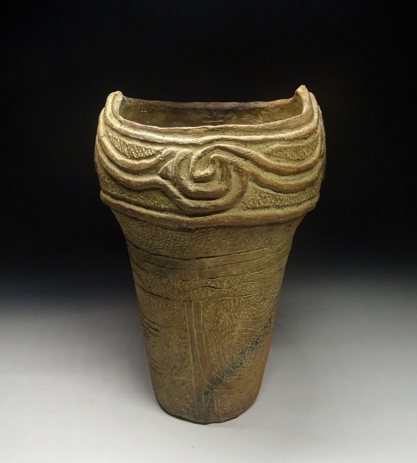 緑屋ft□ 時代物 縄文土器 高約22cm 縄文式 発掘 i9/8-6808/24-3#80