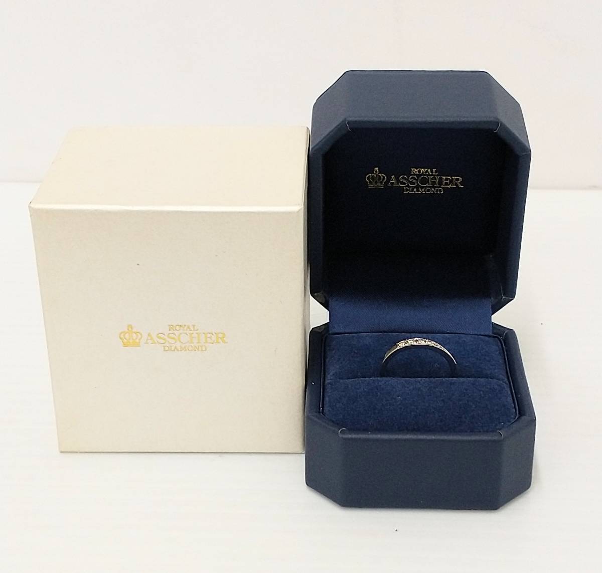 ROYAL ASSCHER ロイヤルアッシャー/Pt950/D0.05ct/8号 ♯8/箱付き/3.4g/ダイヤ付きリング