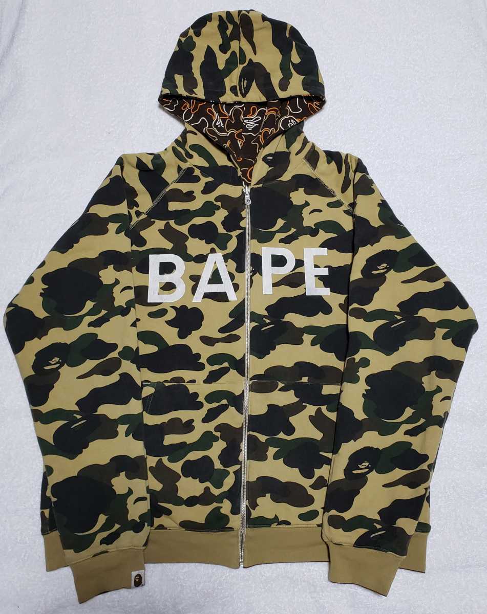 A BATHING APE REVERSIBLE NEON CAMO ZIP HOODIE アベイシングエイプ 