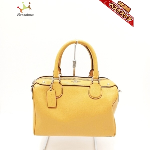 【定番人気，大人気】 コーチ COACH ハンドバッグ F57521 ラグジュアリー クロスグレーン レザー ベネット ミニ サッチェル レザー イエロー バッグ(ハンドバッグ)｜売買されたオークション情報、yahooの商品情報をア かばん、バッグ