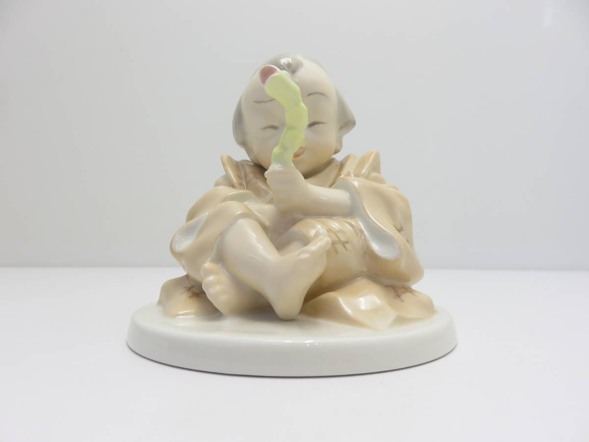 昭和レトロ 童子人形 Noritake こま回し □乃りたけ陶房 小島豪作 
