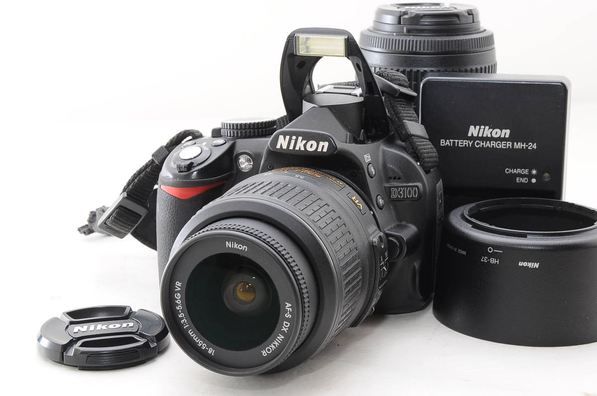 [キラ43]動作品 ニコン D3100 デジタル一眼レフカメラ Nikon AF-S DX NIKKOR 18-55mm f/3.5-5.6G VR 55-200mm f/4-5.6G ED
