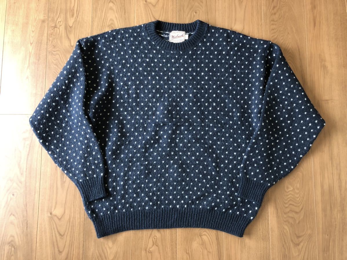 90s ウールリッチ USA製 バーズアイ ニット セーター L ビンテージ 