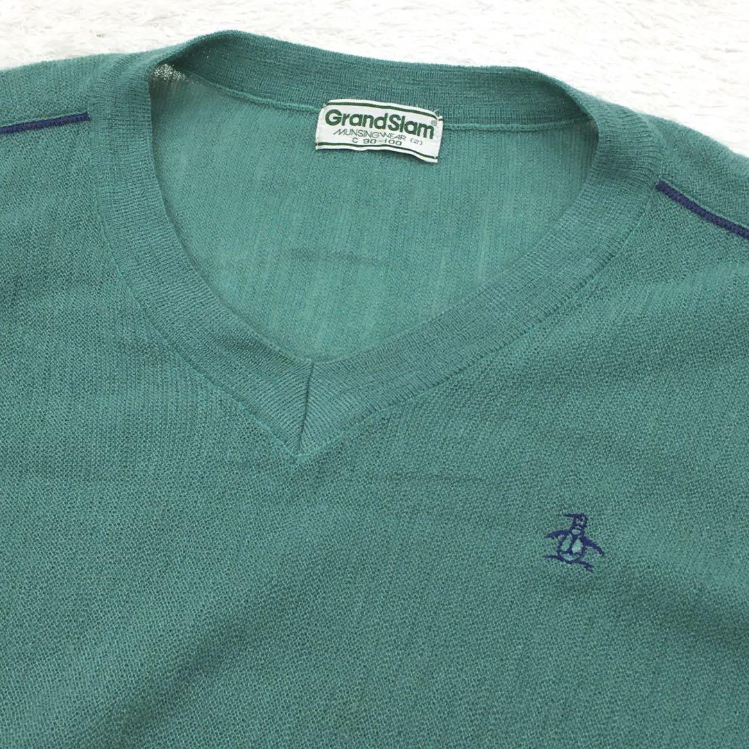 MUNSINGWEAR マンシングウェア グランドスラム ゴルフウェア ビンテージ ニットセーター Vネック ウール アクリルブレンド サイズ2_2