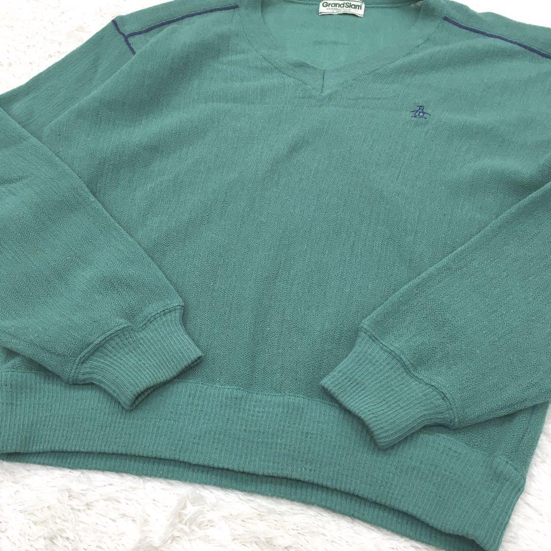 MUNSINGWEAR マンシングウェア グランドスラム ゴルフウェア ビンテージ ニットセーター Vネック ウール アクリルブレンド サイズ2_3