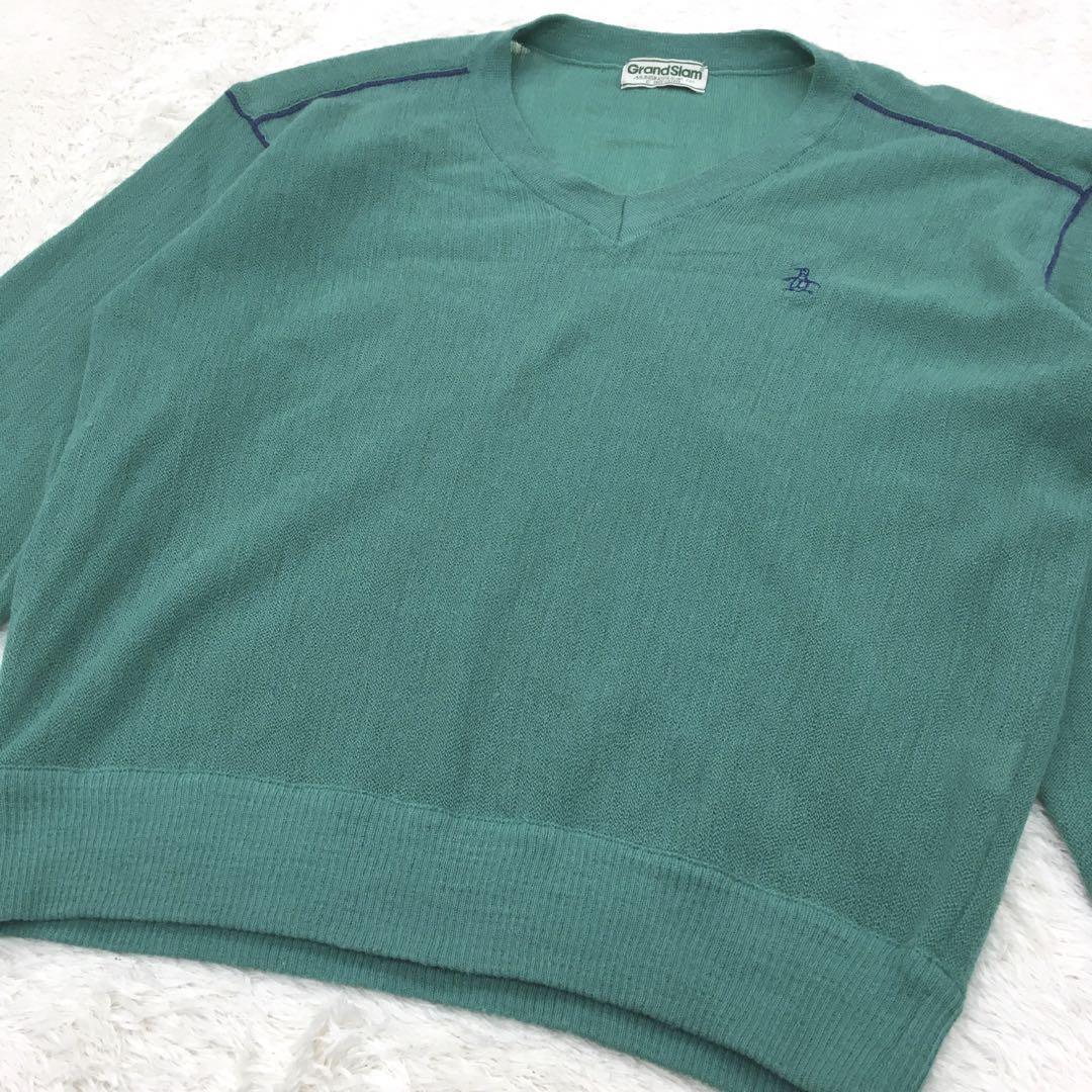 MUNSINGWEAR マンシングウェア グランドスラム ゴルフウェア ビンテージ ニットセーター Vネック ウール アクリルブレンド サイズ2_4