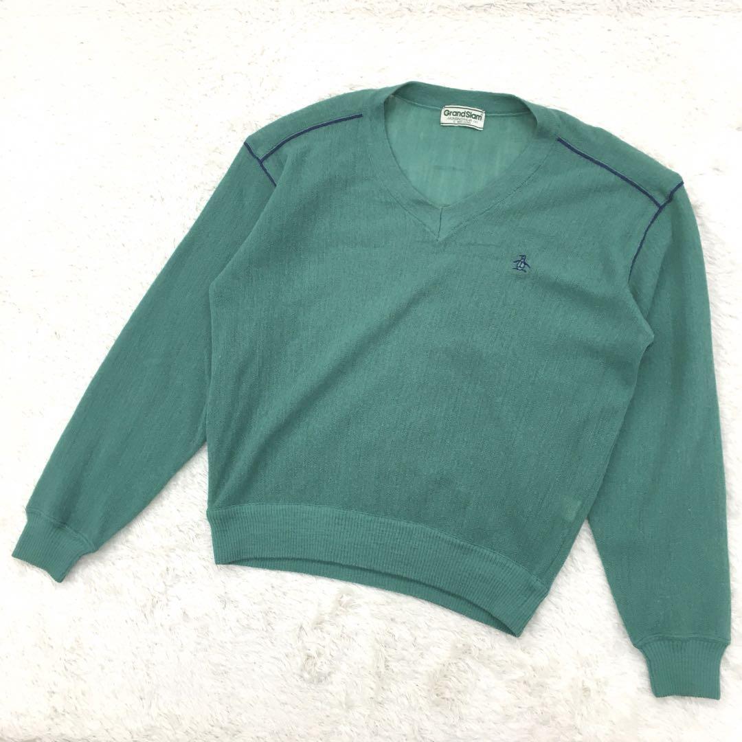 MUNSINGWEAR マンシングウェア グランドスラム ゴルフウェア ビンテージ ニットセーター Vネック ウール アクリルブレンド サイズ2_9