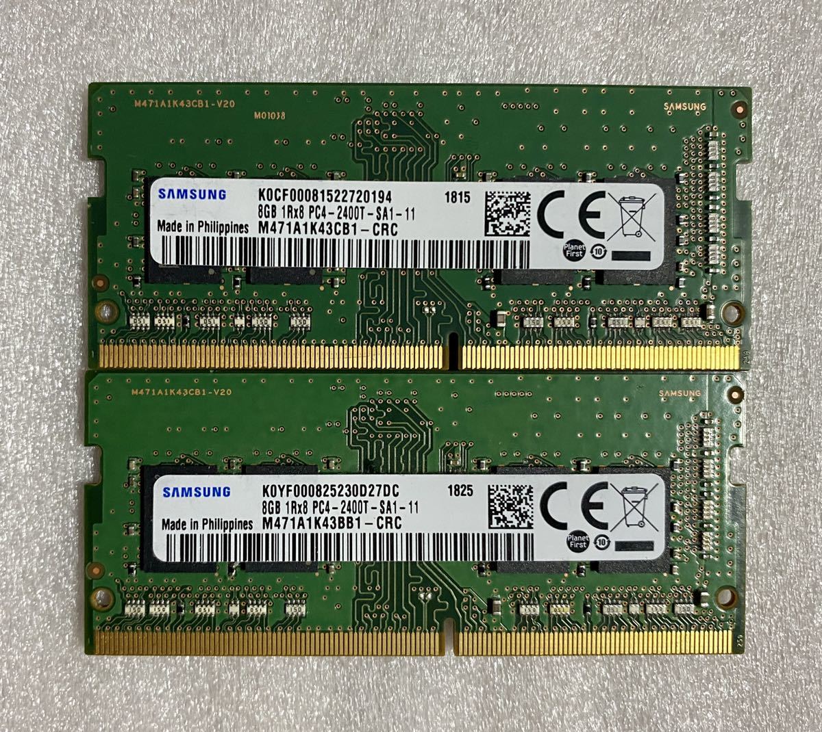 ノートPC用メモリー DDR4 合計16GB 8GB ×2枚 PC4-2400T SAMSUNG 両面実装