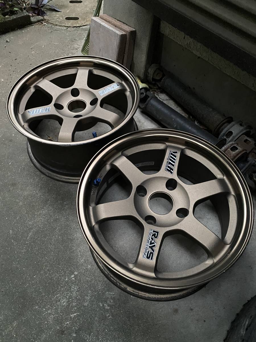 RAYS レイズ Volk Racing TE37 15インチ 7J オフ0 4H/PCD114.3 2本 中古