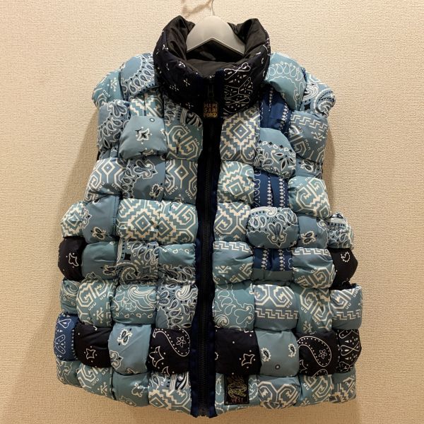 美品 キャピタル KAPITAL ペイズリー ダウンベスト バンダナ柄 