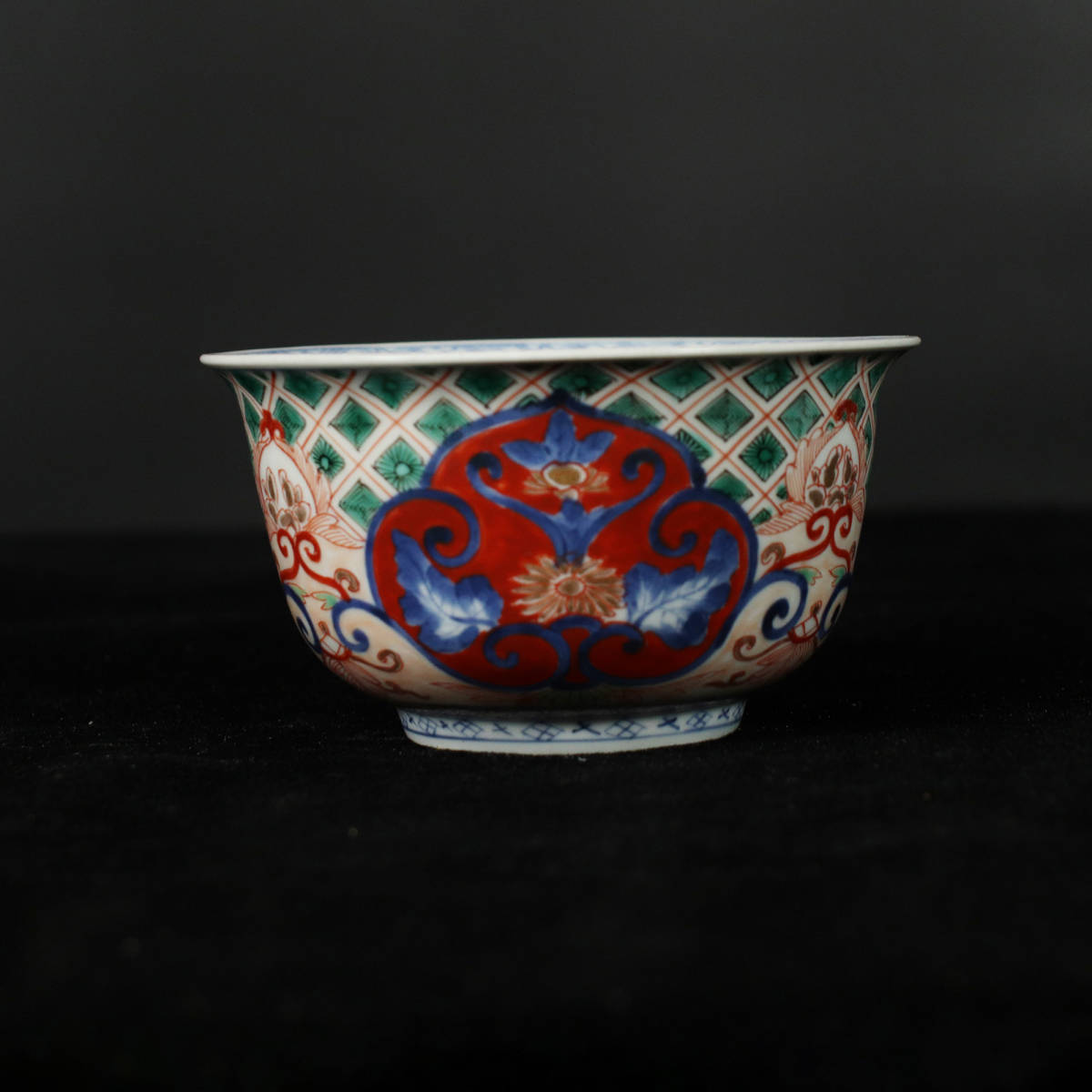 大聖寺伊万里 金襴手 春寒鉢 AS-fbtx 膾皿 花鳥紋の図 窓絵