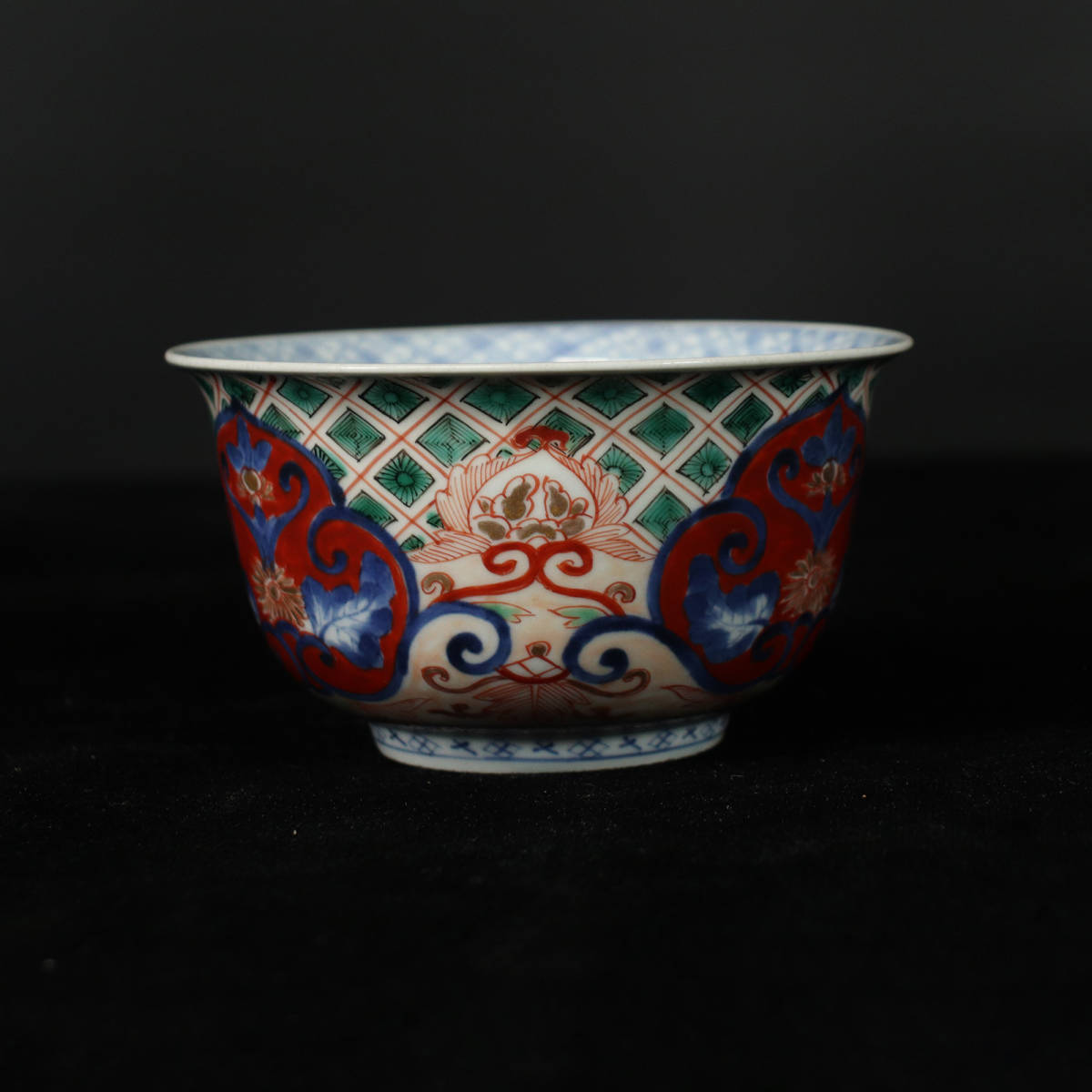 大聖寺伊万里 金襴手 春寒鉢 AS-fbtx 膾皿 花鳥紋の図 窓絵