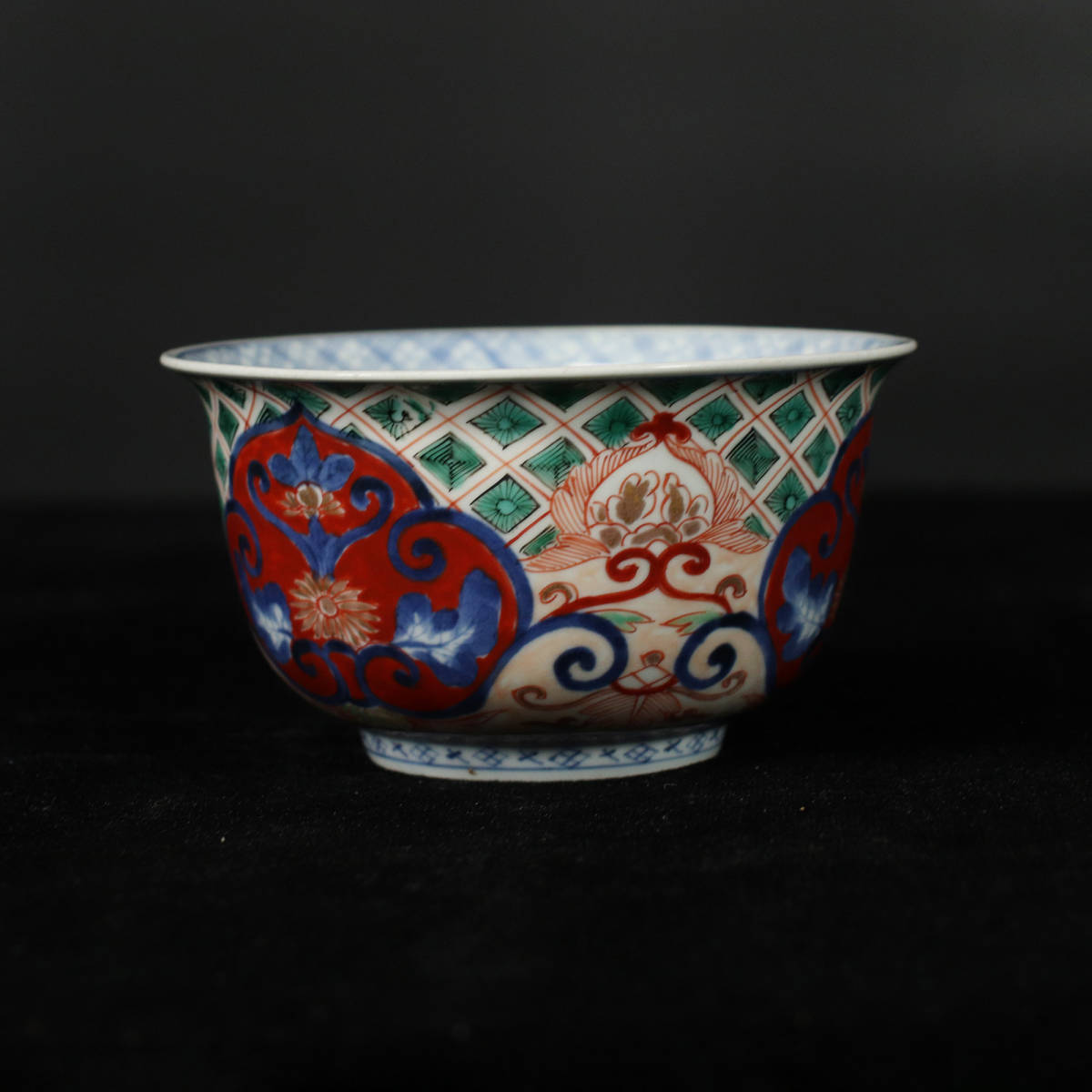 大聖寺伊万里 金襴手 春寒鉢 AS-fbtx 膾皿 花鳥紋の図 窓絵