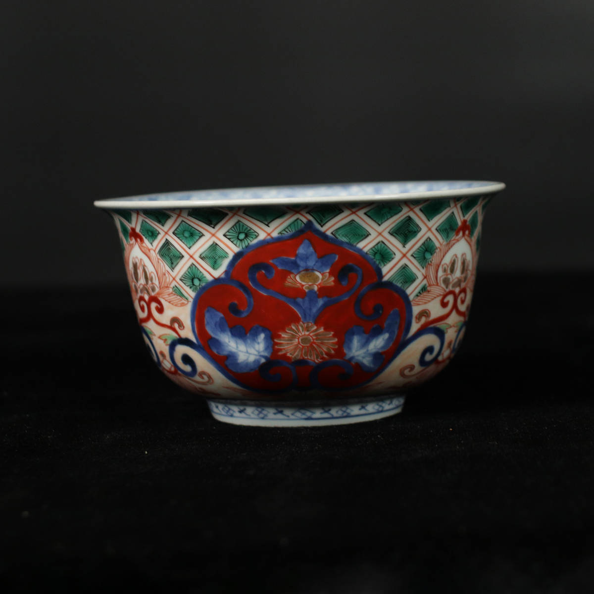 大聖寺伊万里 金襴手 春寒鉢 AS-fbtx 膾皿 花鳥紋の図 窓絵