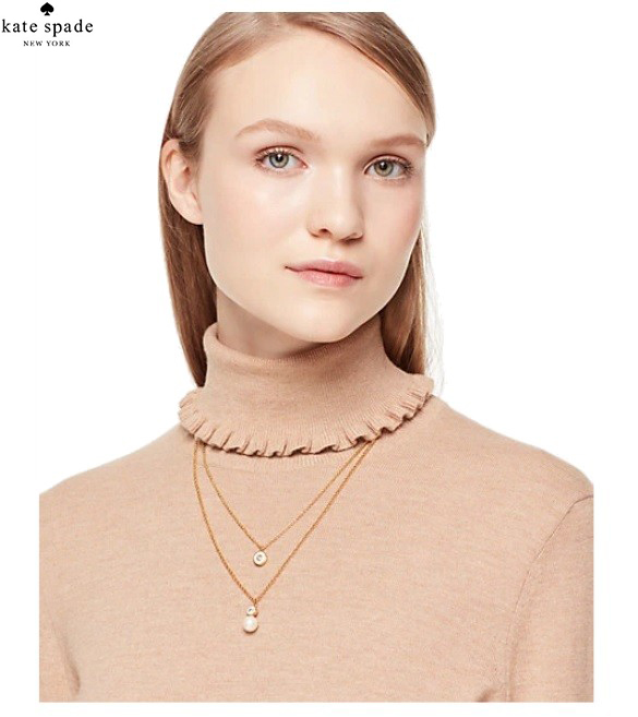 新品 ケイトスペード ダブルペンダントネックレス kate spade PEARLY DELIGHT DOUBLE PENDANT CREAMMULTI $68