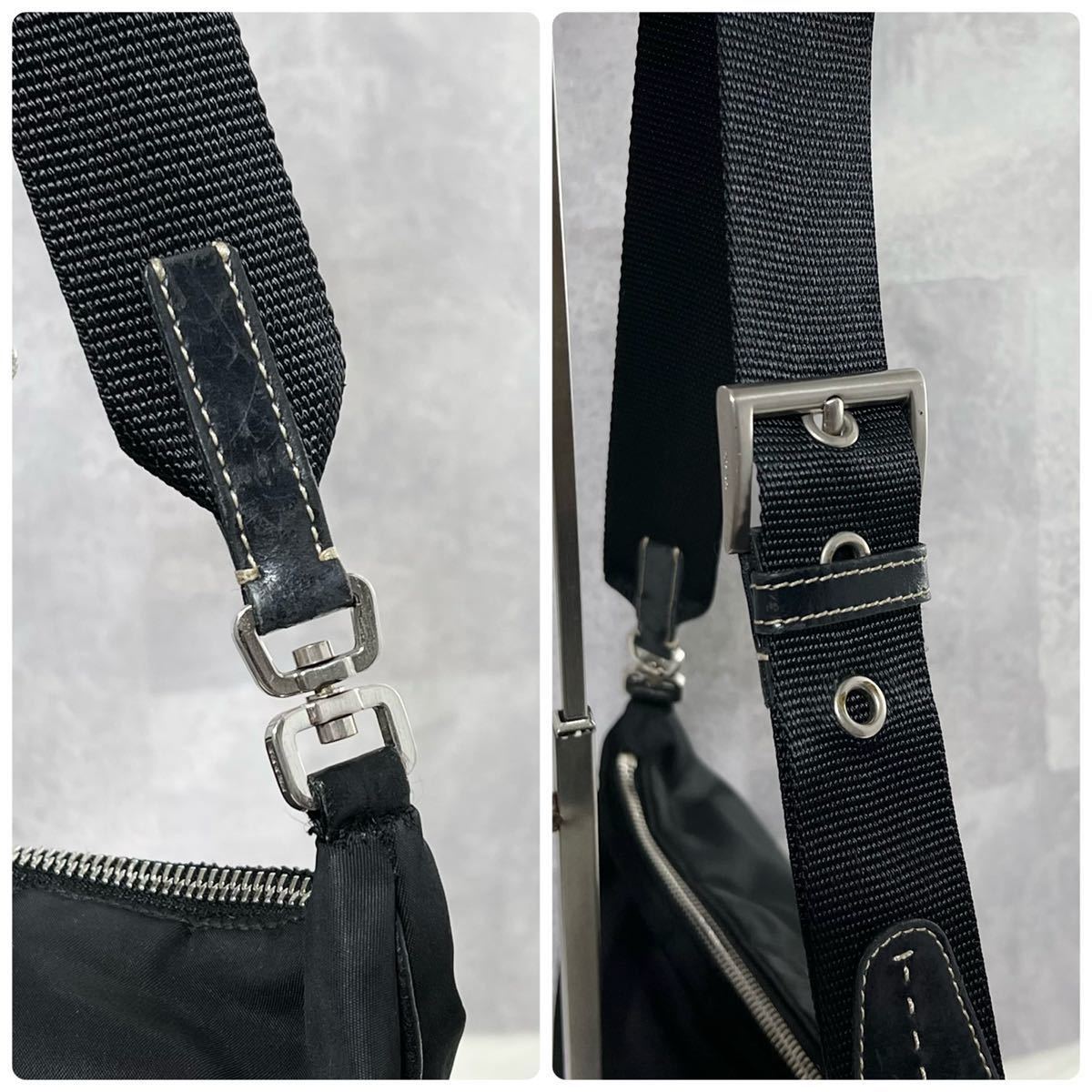 プラダ ショルダーバッグ ナイロン PRADA 三角ロゴ レザー×ナイロン 