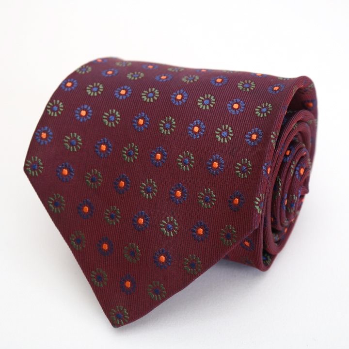 【美品】Charvet／シャルべ／ドットタイ／パープル／ネイビー／フランス製 美品Charvet／シャルべ／ドットタイ／パープル／ネイビー