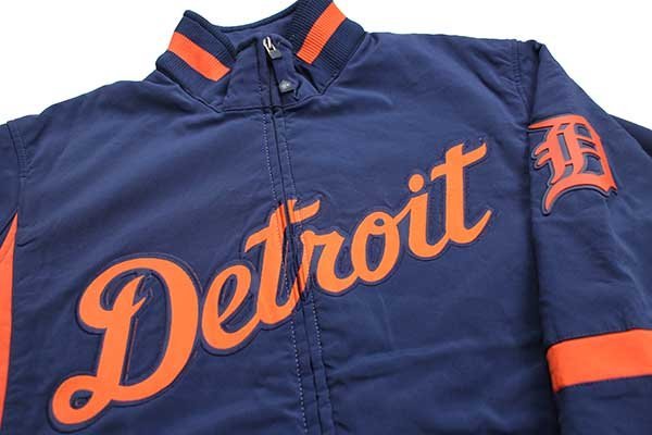 ★00s Majestic MLB Detroit Tigers パッチ THERMA BASE ソフトシェルジャケット 紺×オレンジ M★フリース タイガース ベースボール Detroit Tigers Majestic XXL Y Button