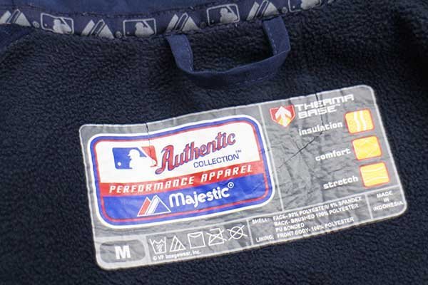 ★00s Majestic MLB Detroit Tigers パッチ THERMA BASE ソフトシェルジャケット 紺×オレンジ M★フリース タイガース ベースボール Detroit Tigers Majestic XXL Y Button